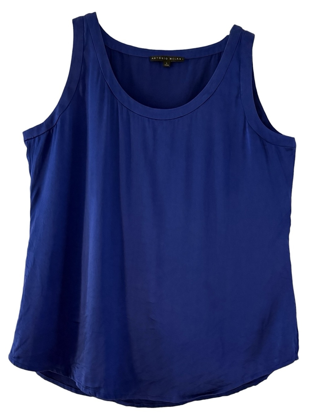 90% Silk Antonio Melani Royal Blue Sleeveless Scoop Neck Tank Top Size Large